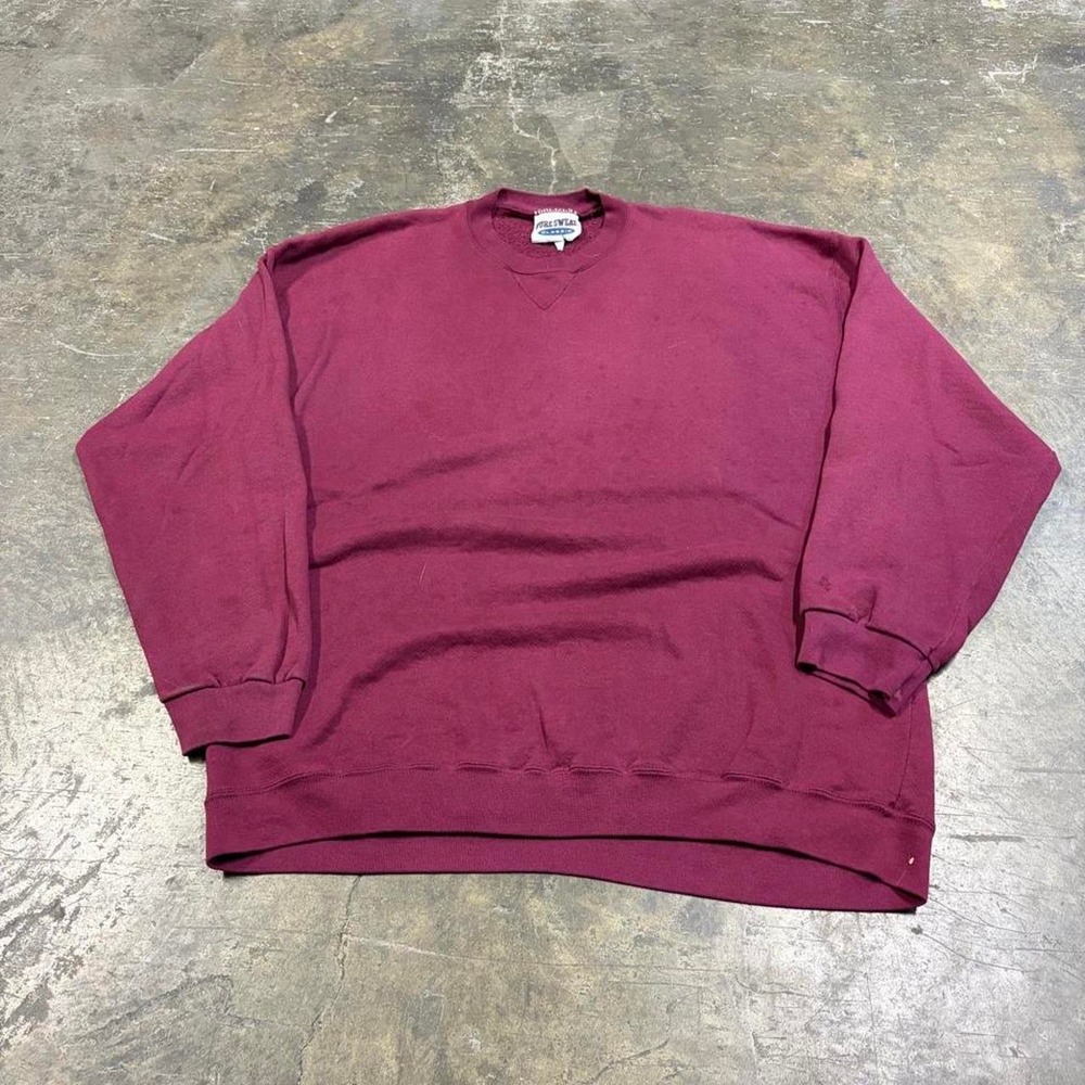 Vintage Pure Sweat Classic Sweatshirt XL Faded Burgundy Red 90s Crewneck 0369